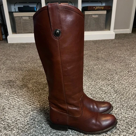 FRYE “Mellissa” Whiskey Leather Boots 5 - Picture 9 of 11
